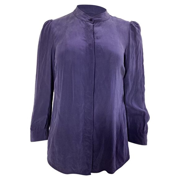 Pre Loved chloe Silk Blouse Mandarin Collar 34 Sleeve Women violet | purple